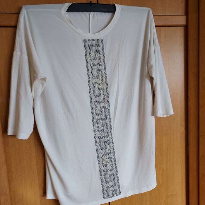 Duza bluzka damska kolor Ecru turecka