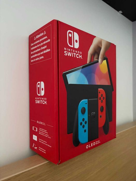 Nintendo Switch OLED Neon Red/Blue + gry + akcesoria – jak nowy