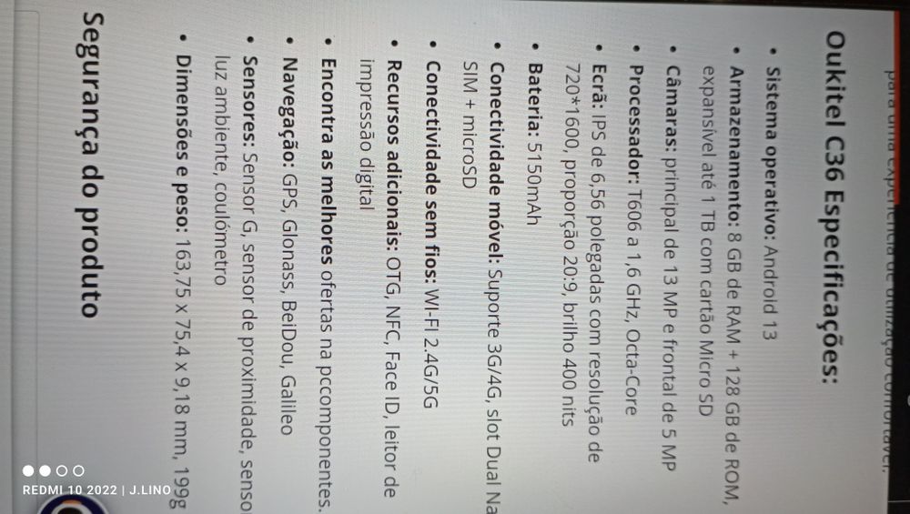 Smartphone Oukitel C36