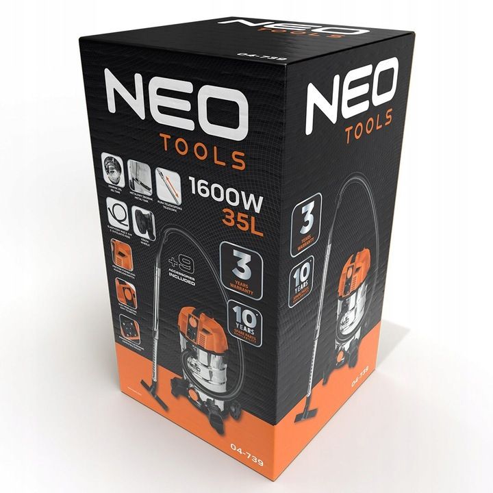 Odkurzacz 1600w 35l Na Sucho I Mokro Do Gipsu + Osprzęt 04-739 Neo Too
