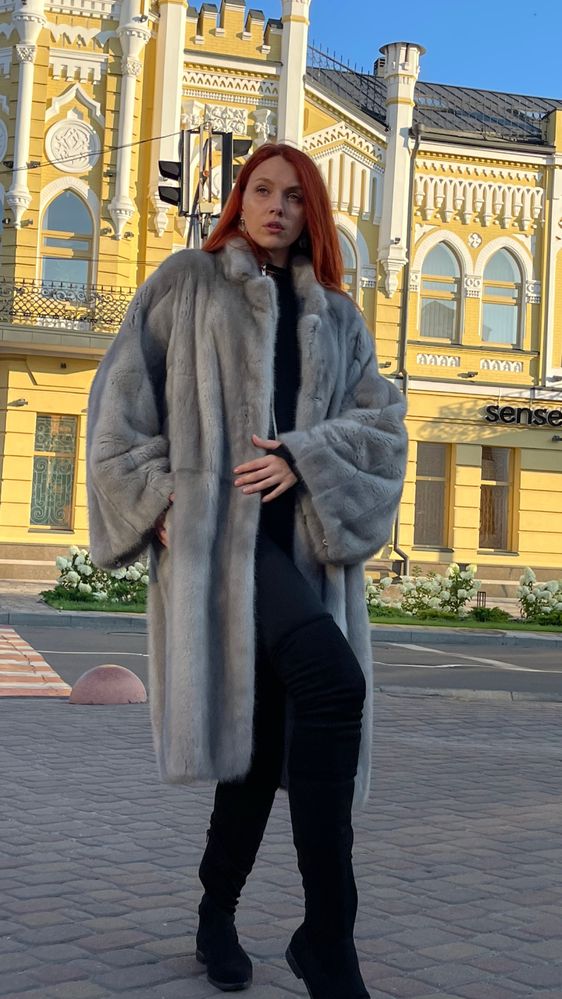 Шуба норкова кімоно blue irich nafa англійський ворот 110см овер 48-56