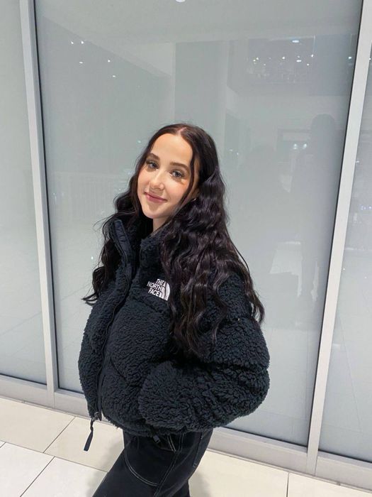 Жіноча куртка The North Face чорна тепла овчина / Зимова куртка ТНФ