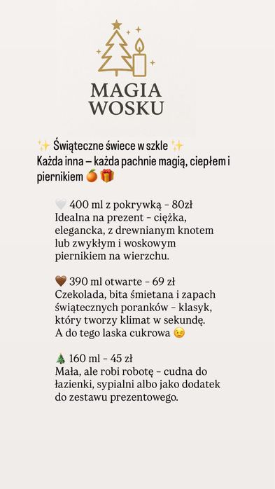 Świece sojowe handmade w szkle święta