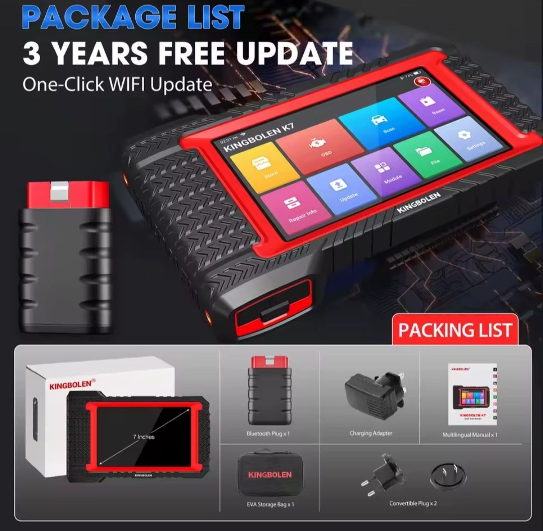 Сканер и диагностика системы KINGBOLEN K7 OBD2