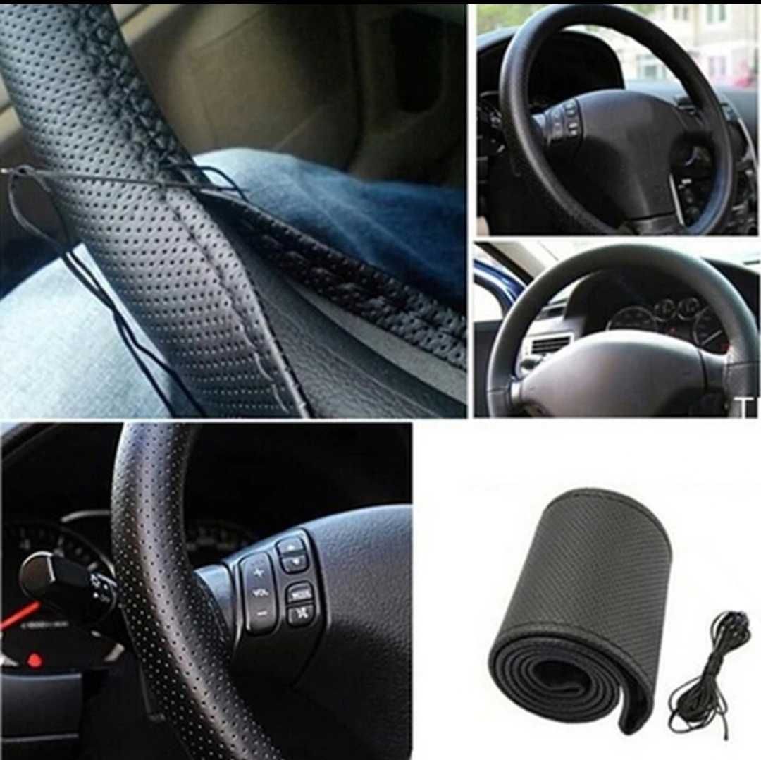 Pele sintética para restauro de volante automóvel - linha preta