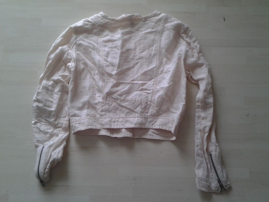 Lniana ramoneska, w kolorze bladego różu, roz 38/M, H&M