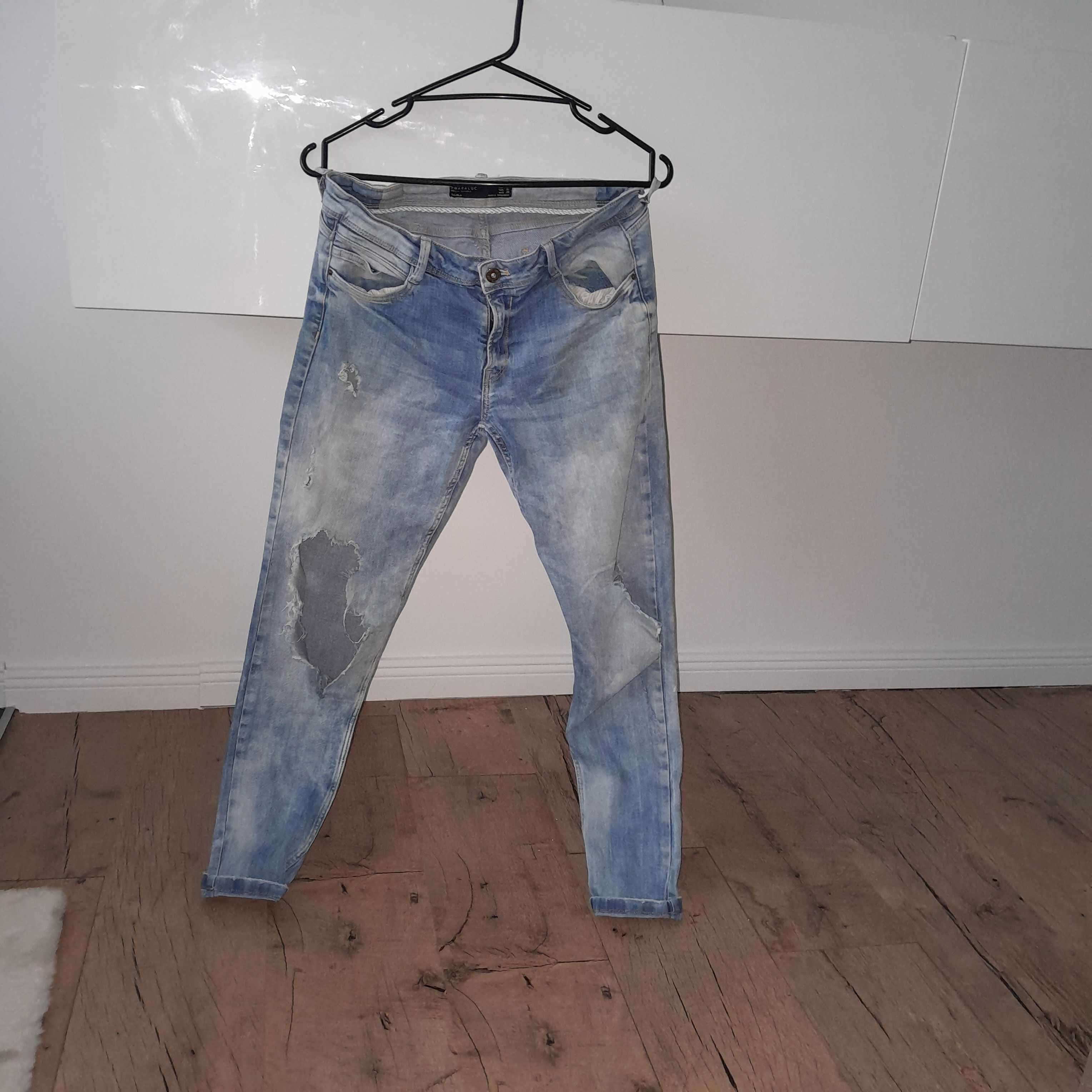 Spodnie jeansowe Zara 38 M S dziury biodrowki rurki