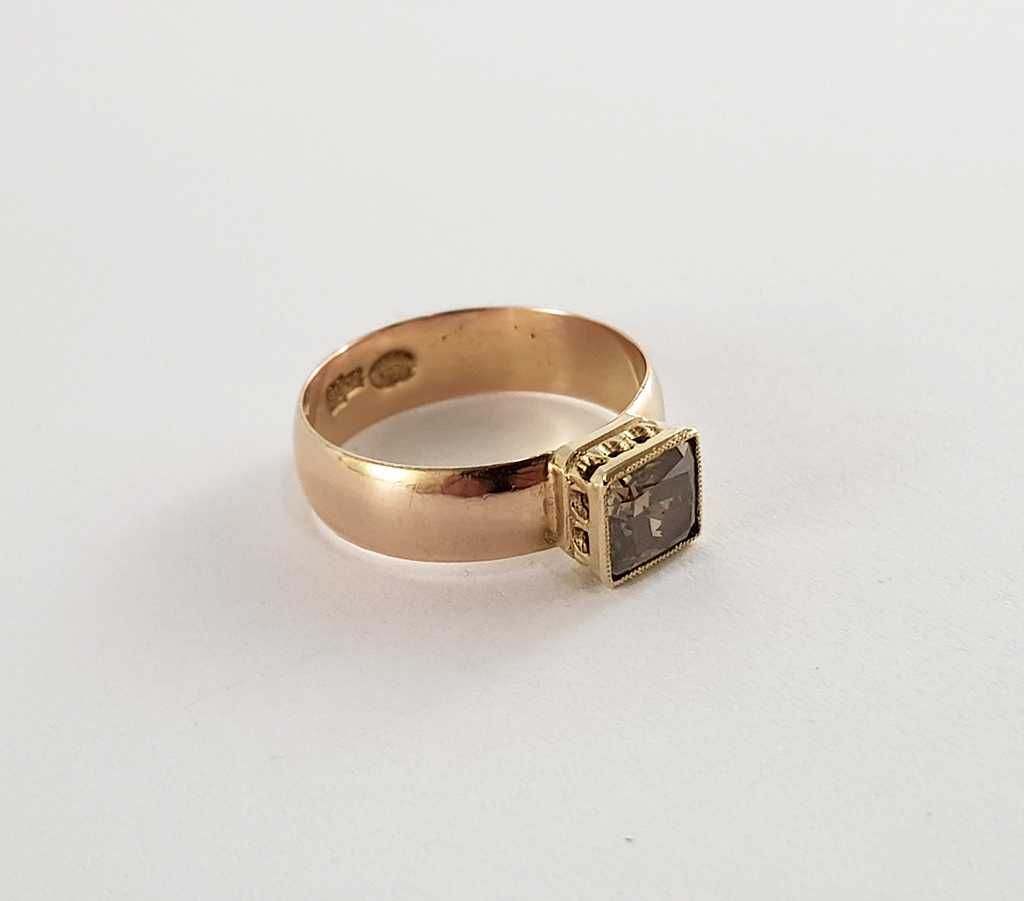 Pierścionek z brylantem 1,52 ct Waszawa zabór rosyjski z ok. 1900 r.