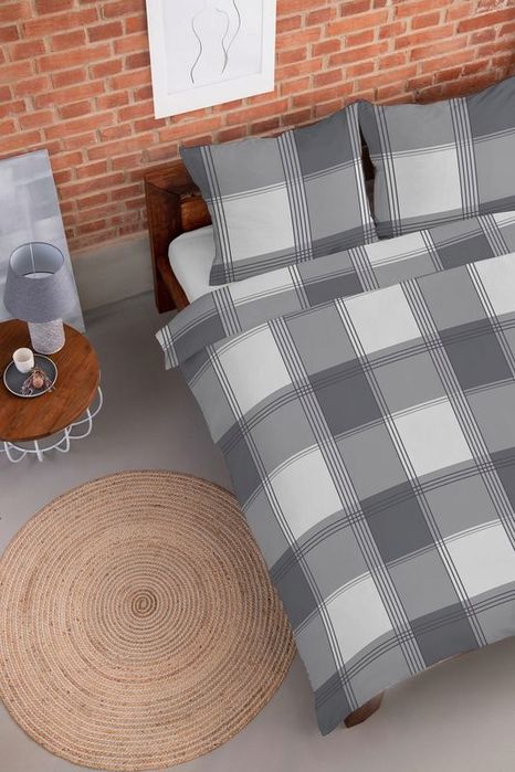 Pościel Flanelowa bawełna ciepła na zimę 220x200/3 części Laura krata