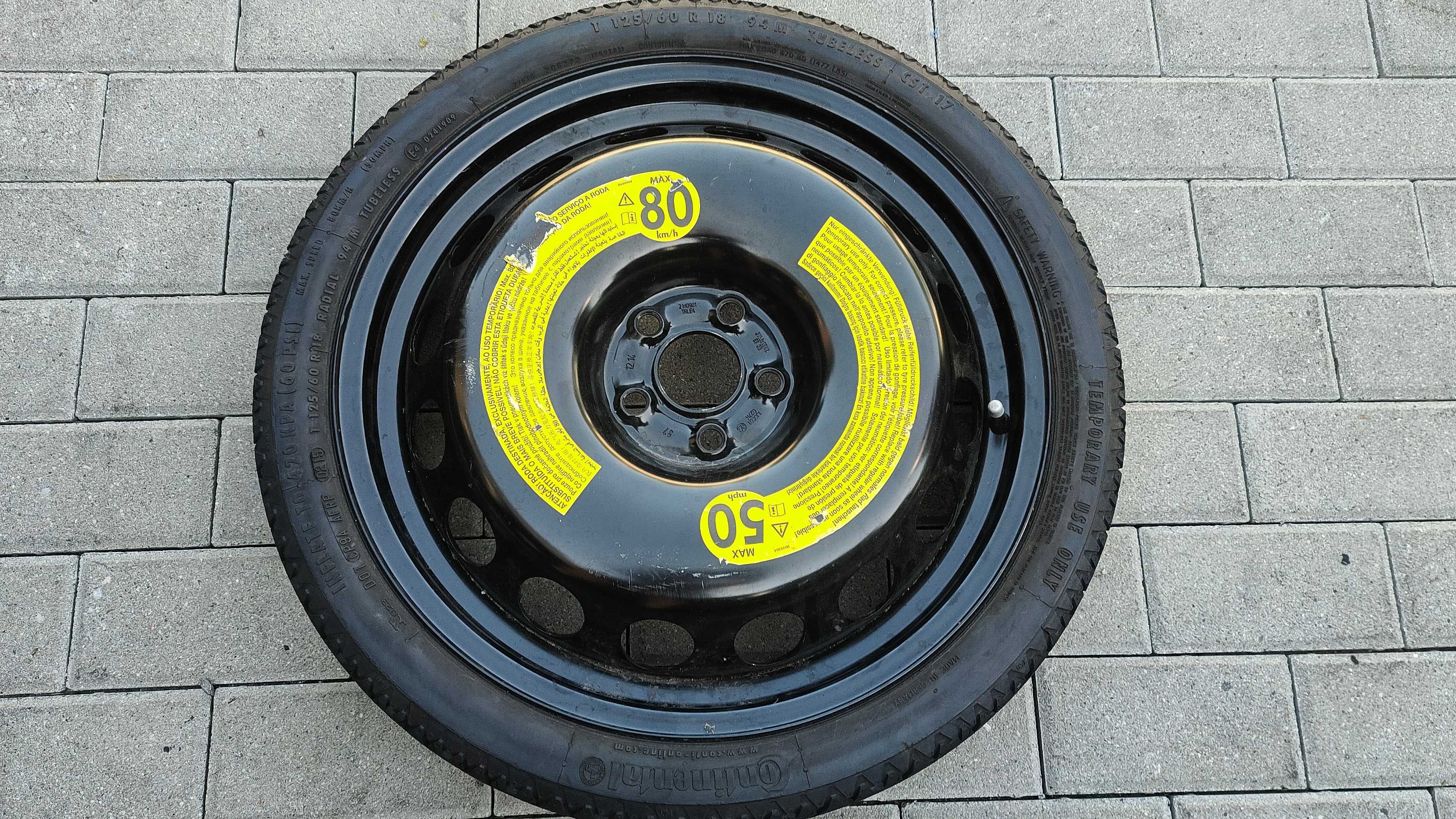 Koło Dojazdowe Zapas VW AUDI SEAT 125/60/18 Continental MB