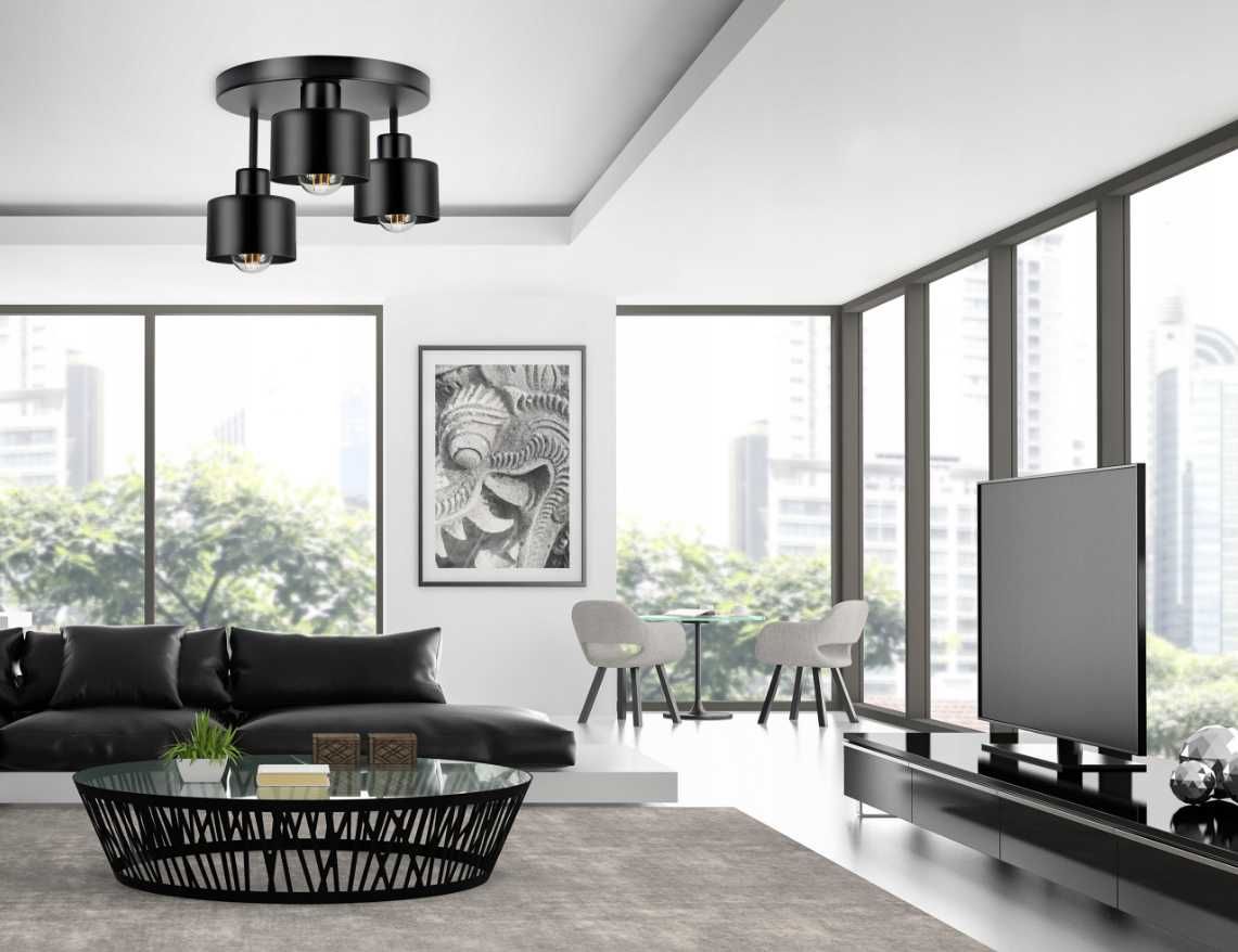 Lampa sufitowa żyrandol LED 3xE27 czarna 382-E3