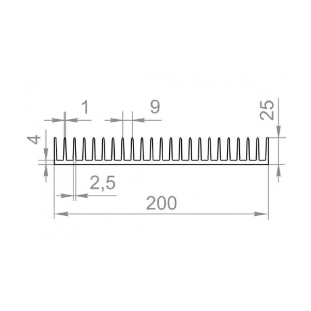 Алюмінієвий радіаторний профіль 645×200×25 рифлений без покриття