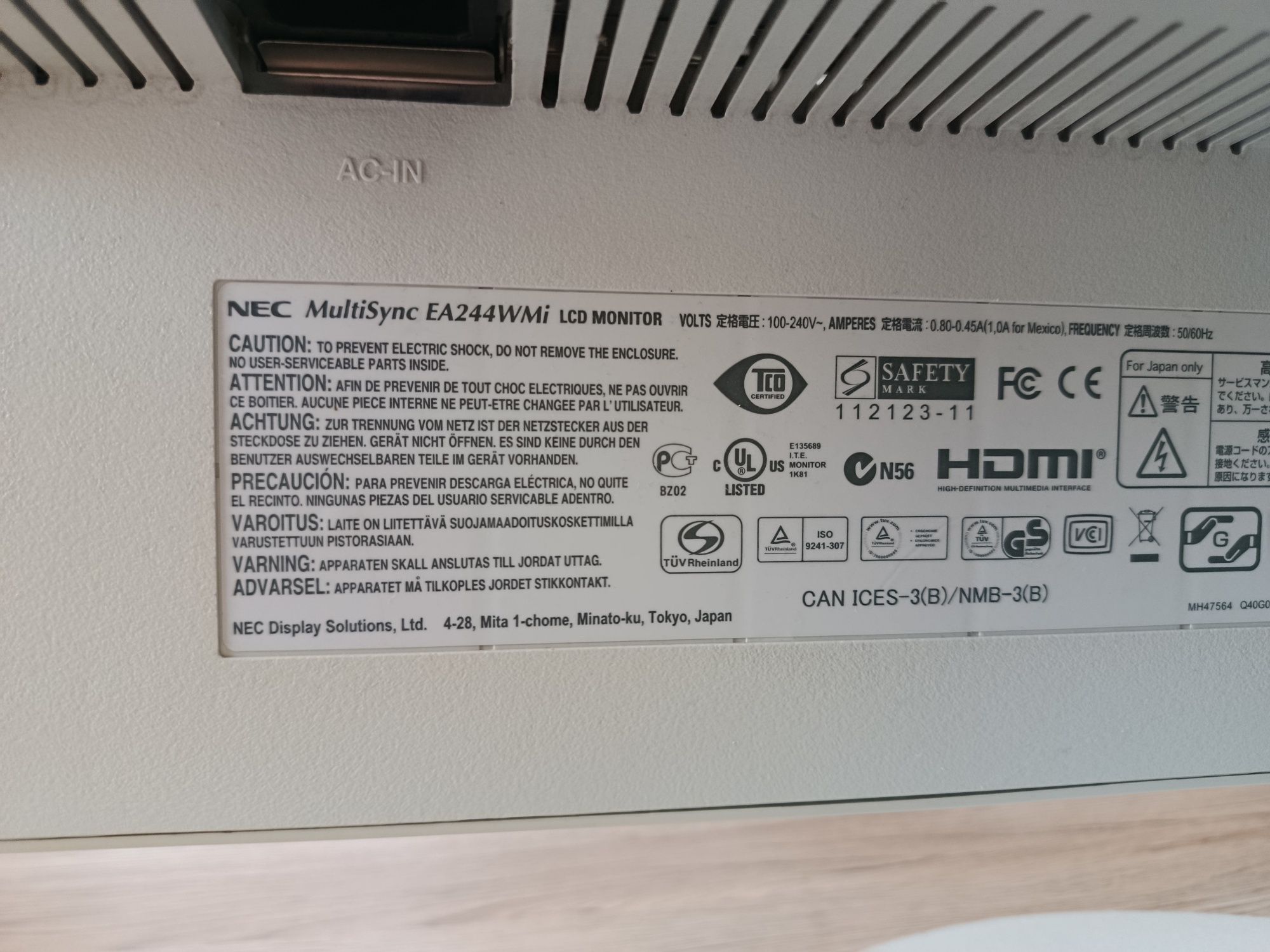 Monitor NEC MultiSync EA244EMi