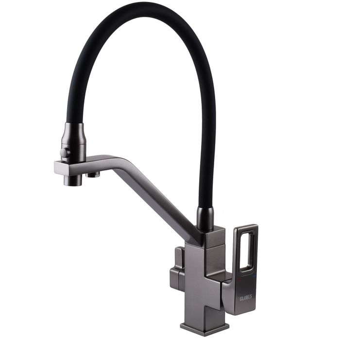 Смеситель для кухни под фильтр осмос GLOBUS (латунь графит)