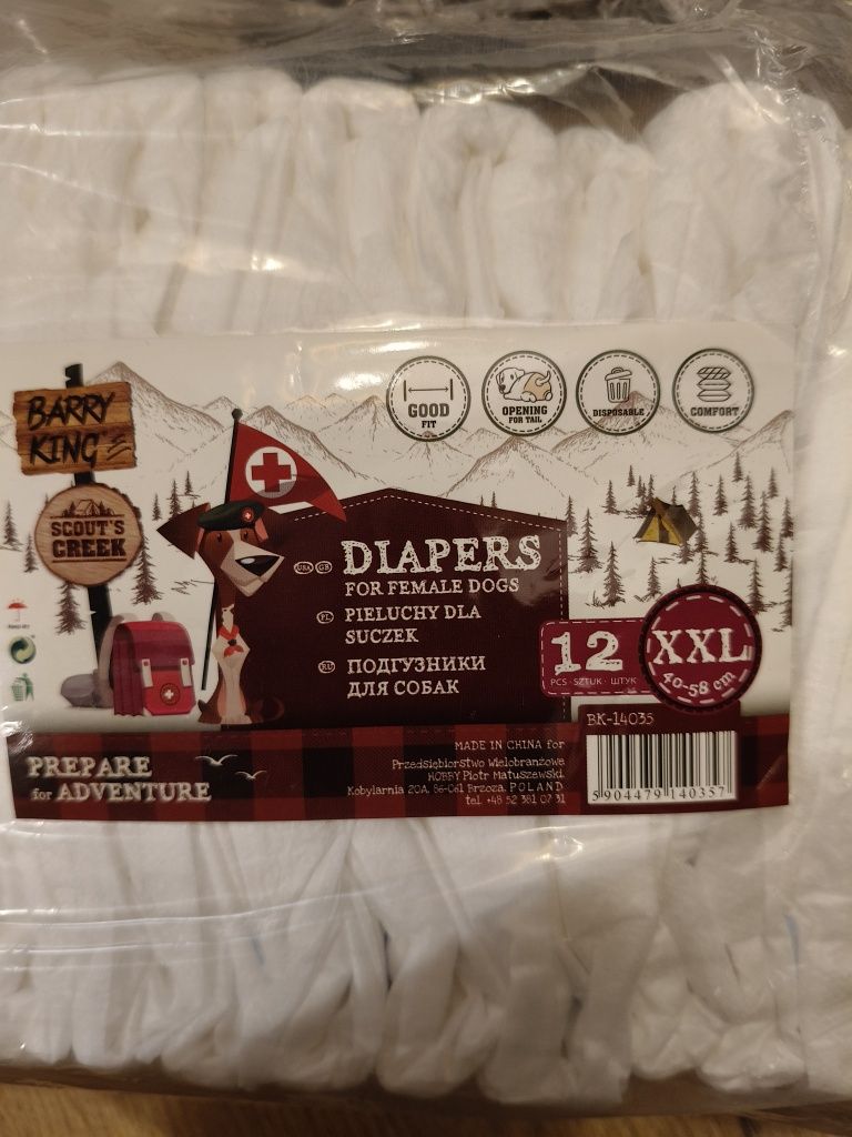 Pieluchy pampersy dla psa XXL