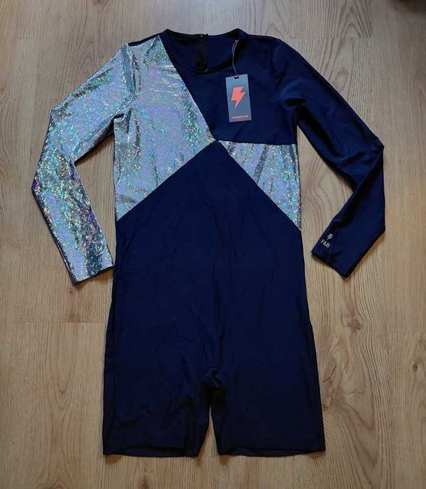 Nowy Fuss&Disturb XL 42 strój gimnasytczny sportowy srebrny granat