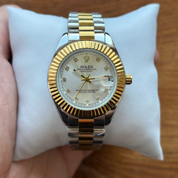 Жіночий механічний годинник на браслеті Rolex комбінованого кольору