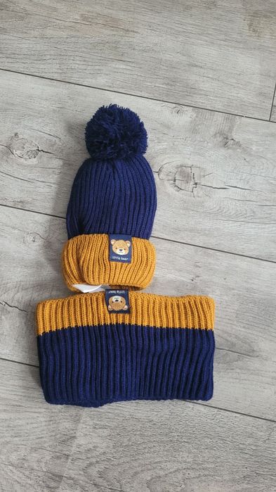 Sinsay granatowa czapka + komin 9-12 miesięcy nowa