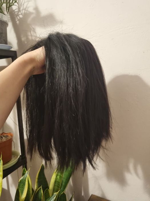 Peruka włosy naturalne ludzkie czarne włosy