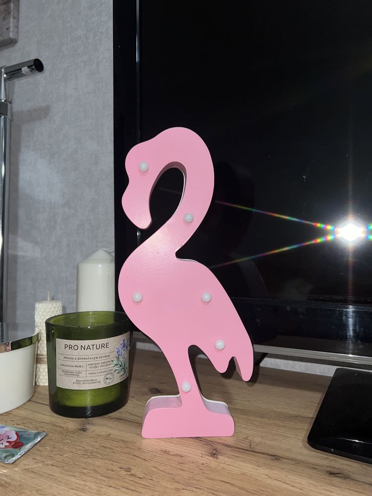 Неоновый LED светильник ночник фламинго