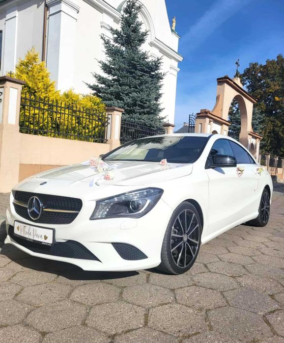 Auto do ślubu Mercedes CLA, do ślubu białe, auto na wesele wynajem