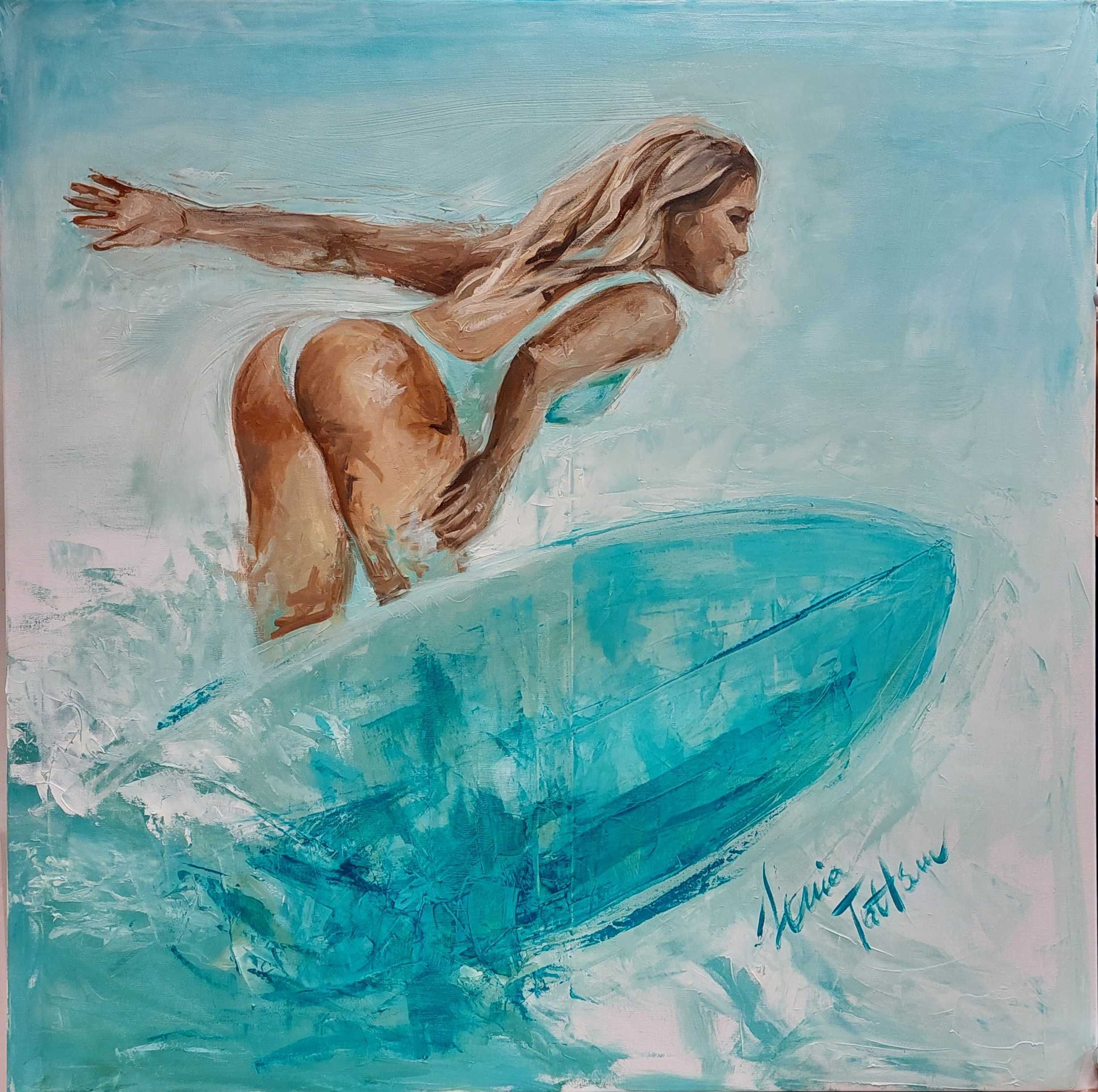 Obraz olejny - "Mint Surfgirl"