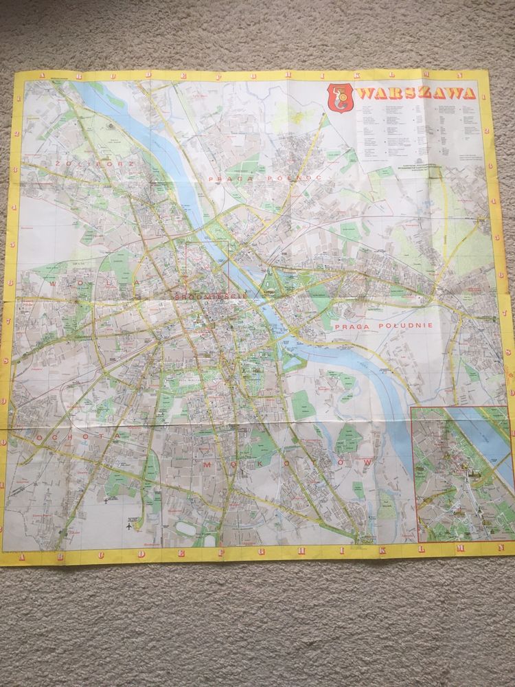 Stara mapa Warszawy z 1977 roku, plan miasta, Warszawa z 1977