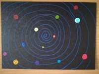 Ilustração desenho original planetas sistema solar smarties - postal