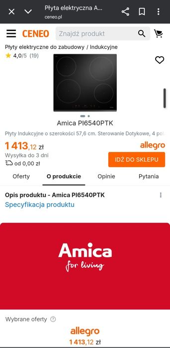 płyta indukcyjna Amica 100% sprawna wyświetlacz LCD Timer PowerBooster