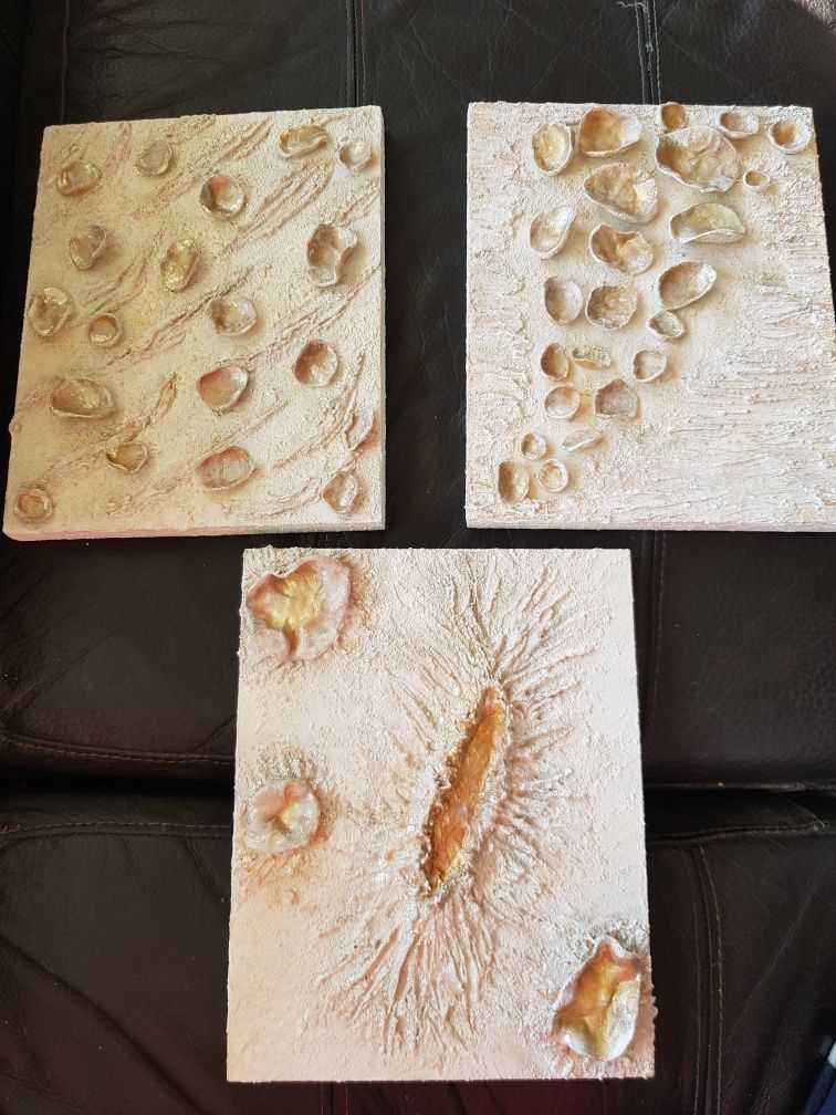 Zestaw nowoczesnych obrazów mix media handmade rękodzieło