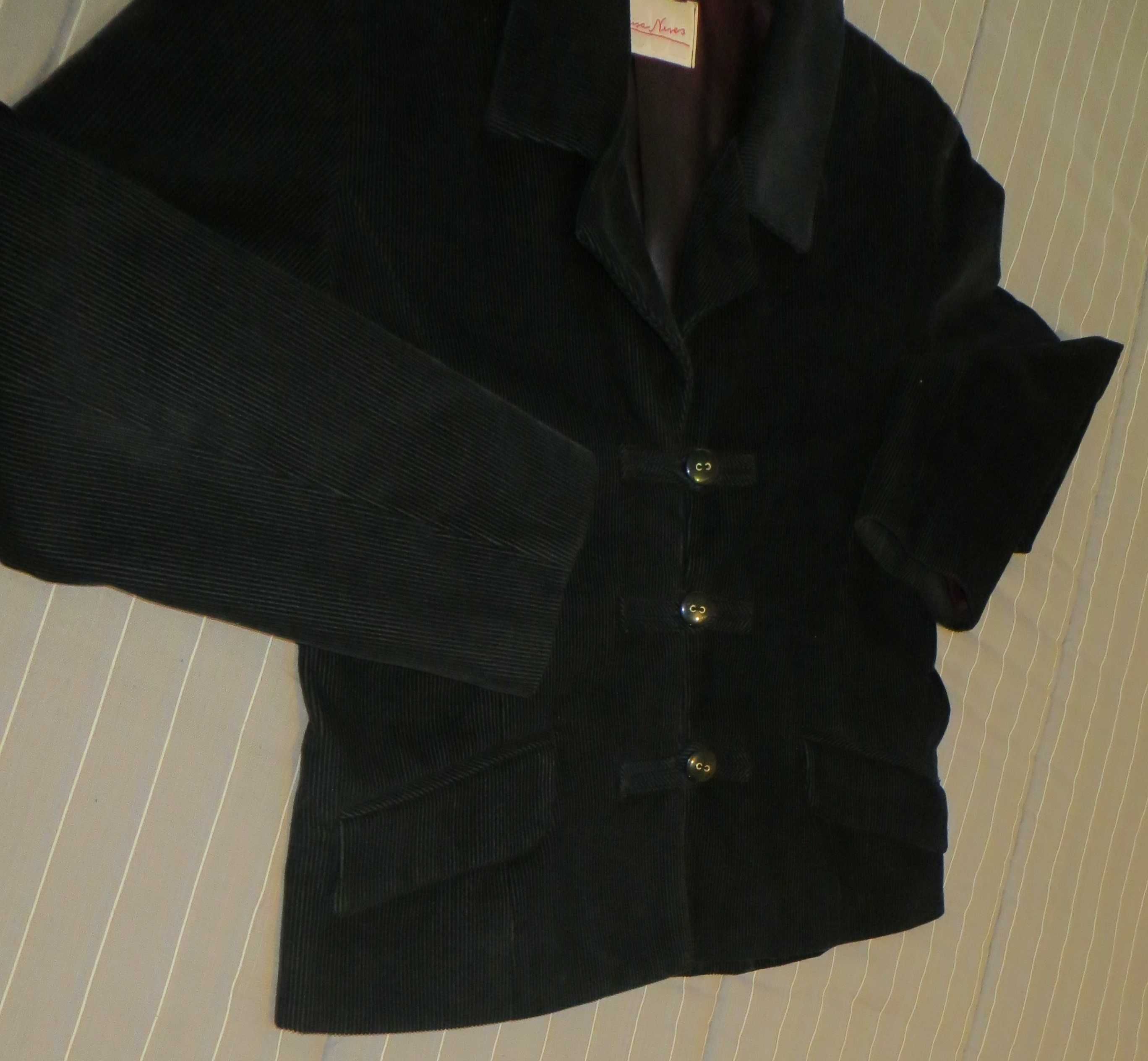 Casaco Blazer , bombazine, preto, Fabricado em Portugal, - Tam. L