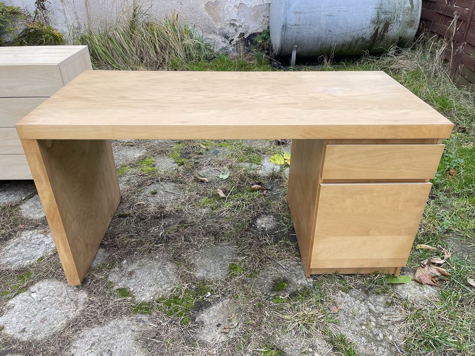 Ikea Malm biurko okleina brzoza 140 x 65 cm np na działkę