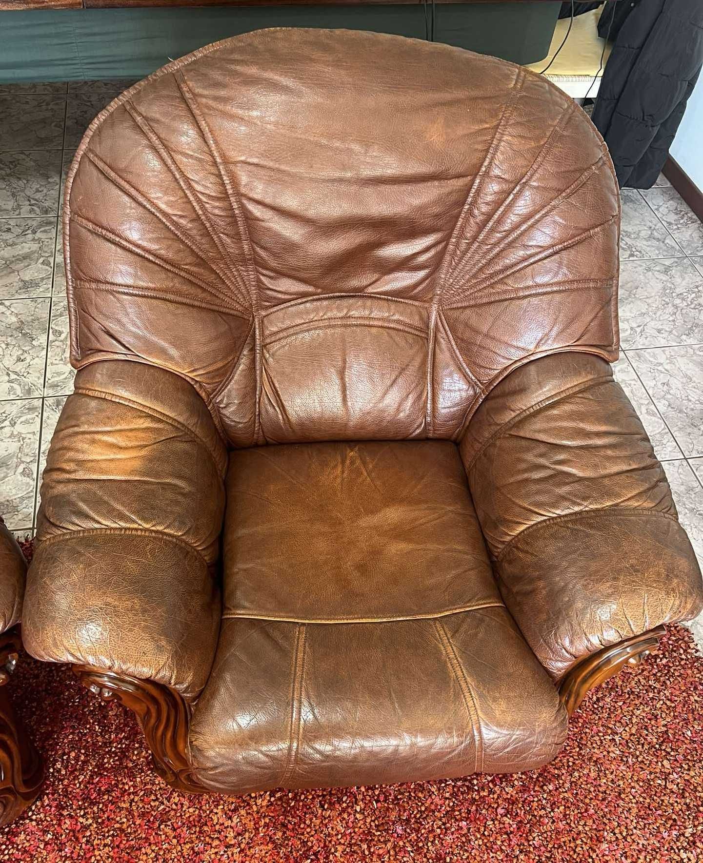 Conjuto 3 sofás de couro (Sofá cama + 2 sofás pequenos)