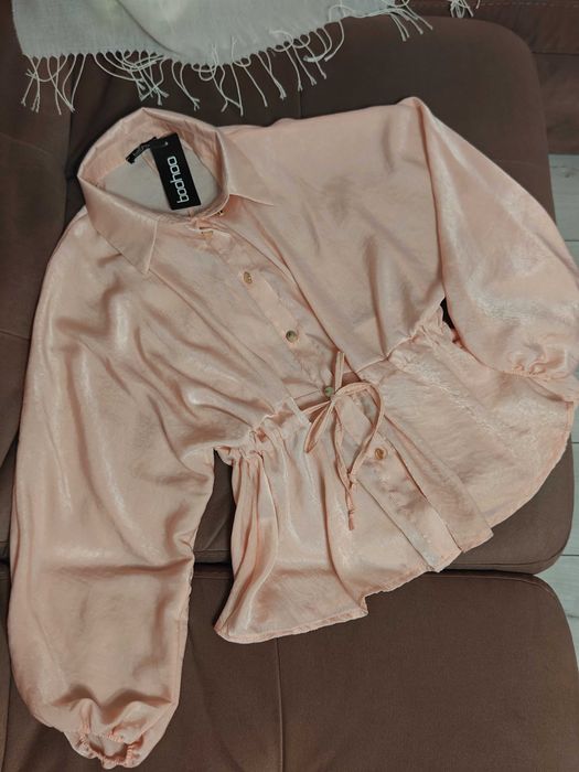 Блузка шовк шифон персикова рожева