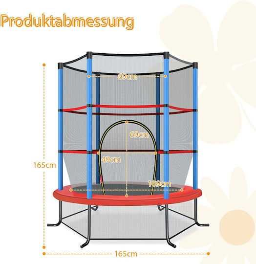 Trampolina dla dzieci z siatką i klapą 165 x 165 x 161 cm