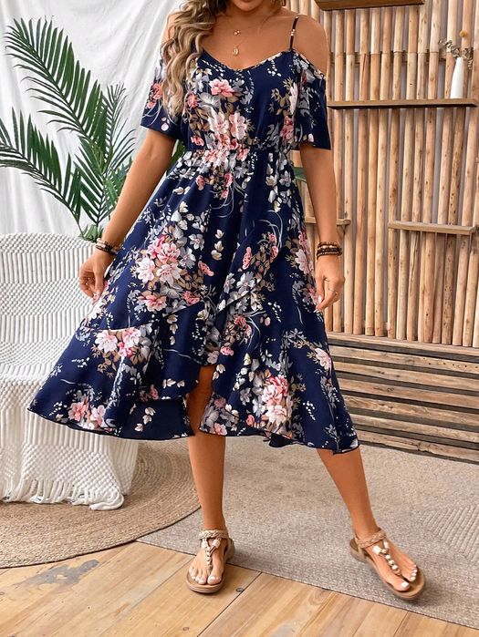 Sukienka Midi Letnia Boho Na Ramiączkach W Kwiaty Casual Shein S 36