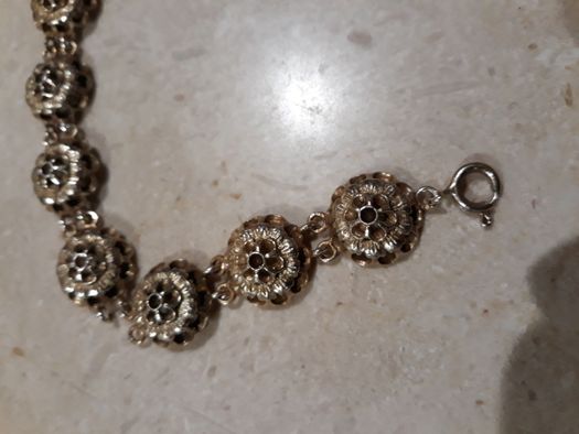 Pulseira Vintage de prata dourada