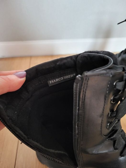 Zimowe Czarne botki 37. Klasyczne ocieplane botki damskie 37. Trapery