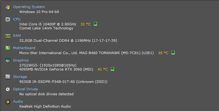 I5 10400f RTX 3060 32RAM 1TB SSD