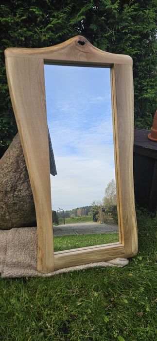 Oryginalne lustro w dębowej ramie rękodzieło z duszą!