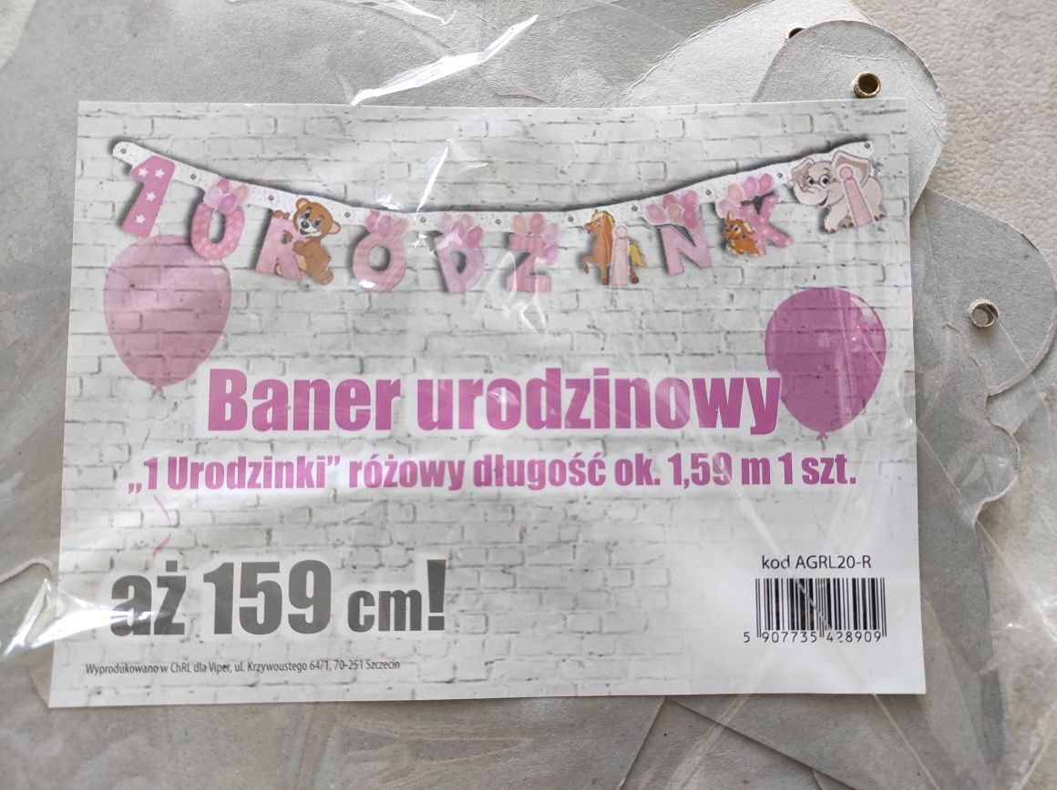 Girlanda 2sztuki 1 urodziny roczek baby shower butelki piękne i długie