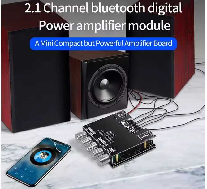 ZK-MT21  Bluetooth 5,0  2,1 Плата підсилювача  50 Вт * 2 + 100 Вт