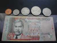 Mauritius zestaw monet plus banknot 100 rupii