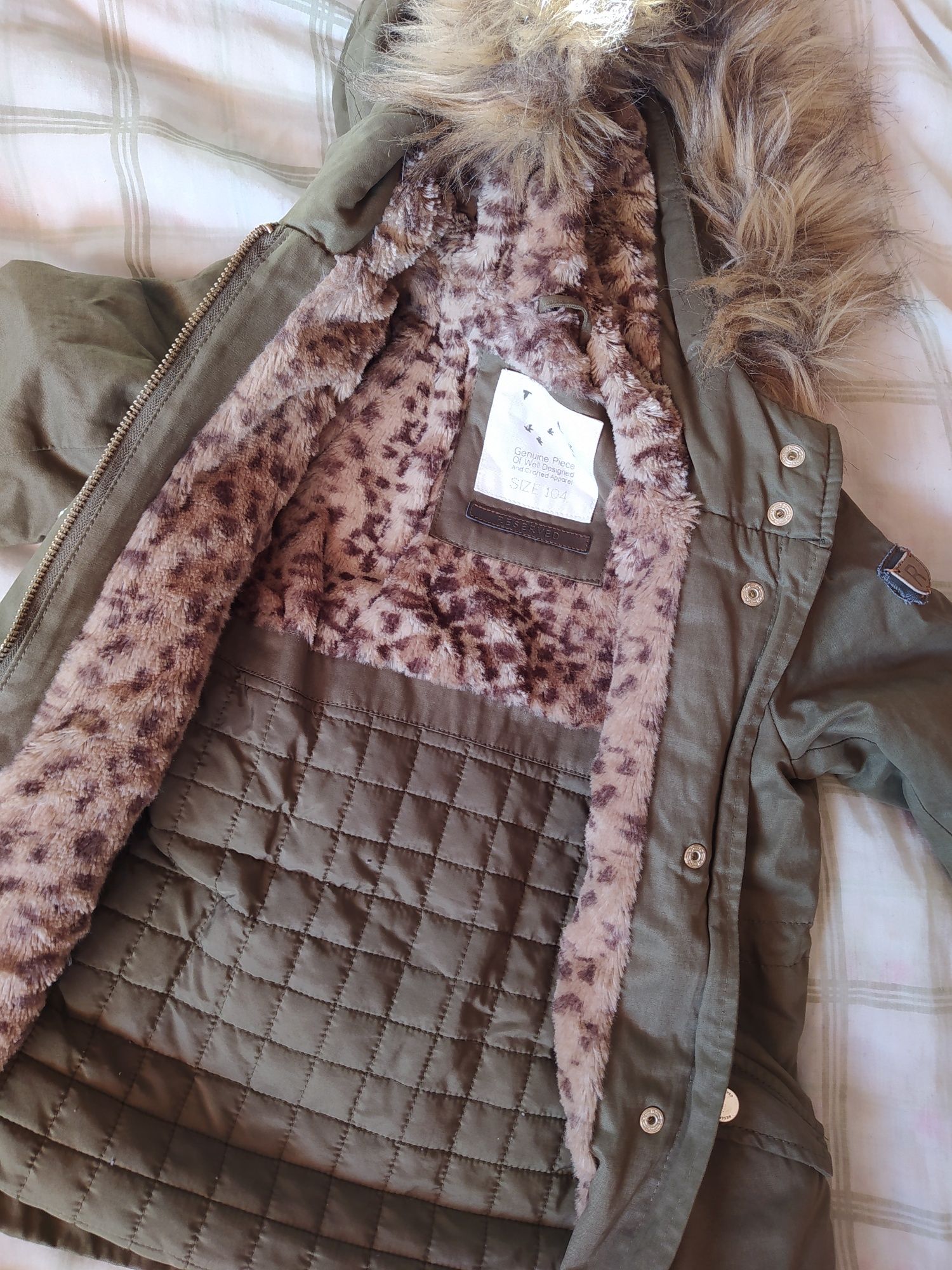 Kurtka parka dziewczęca khaki 104cm