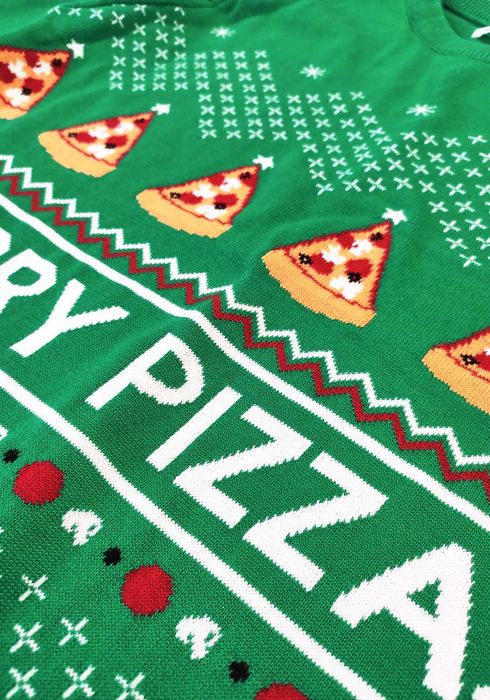 Bawełniany, świateczny sweter 164 / S / M 38 na święta choinki pizza