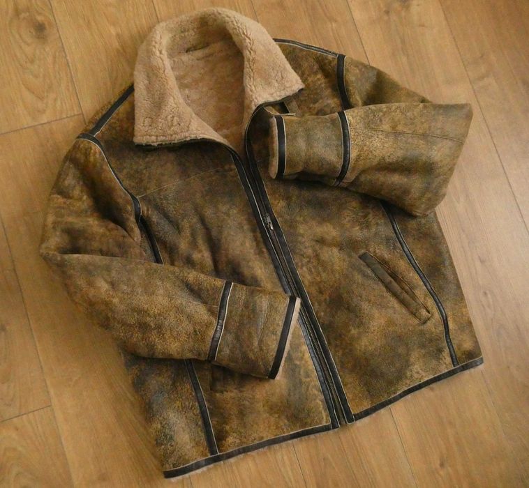 Kurtka skórzana męska MILESTONE skóra PILOTKA lotnicza KOŻUCH  XL