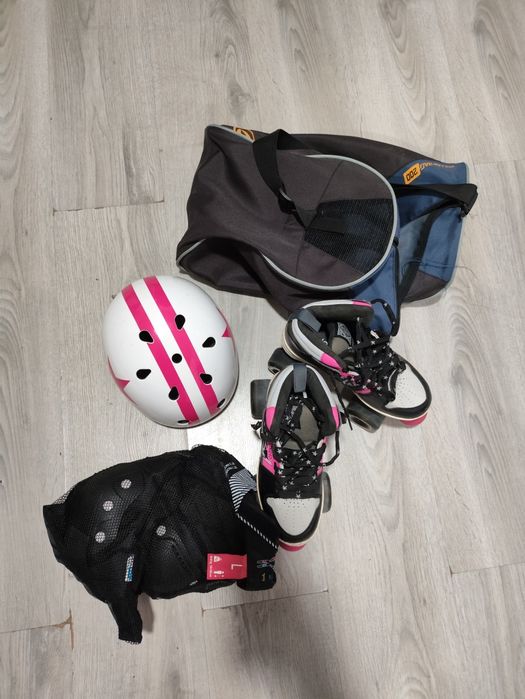 Patins de senhora com equipamentos