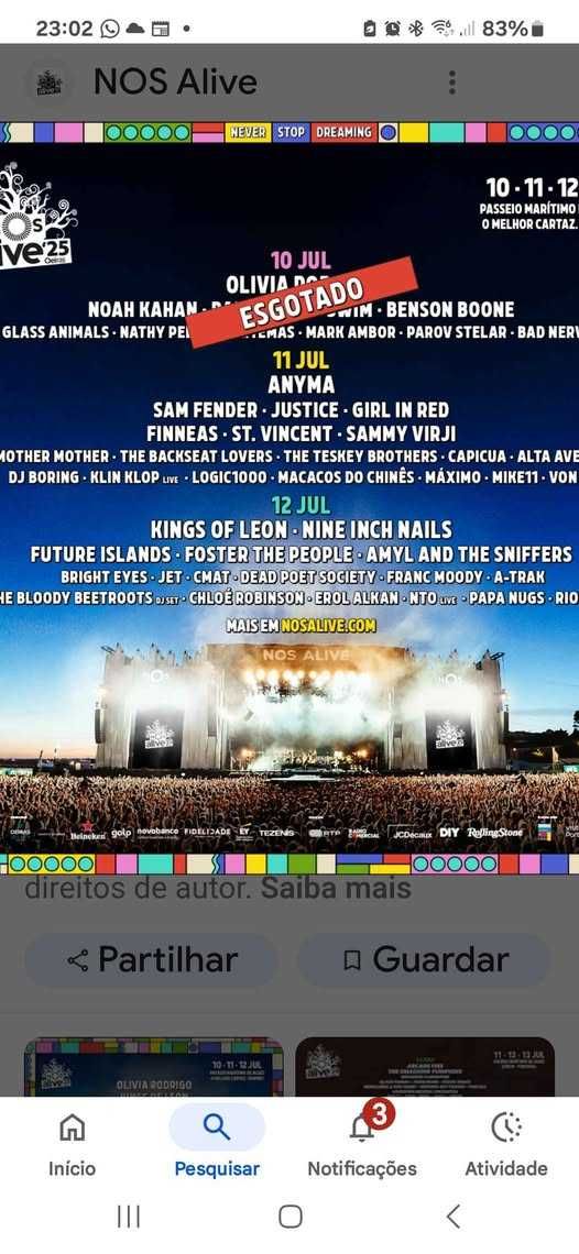 Bilhete NOS Alive dia 11