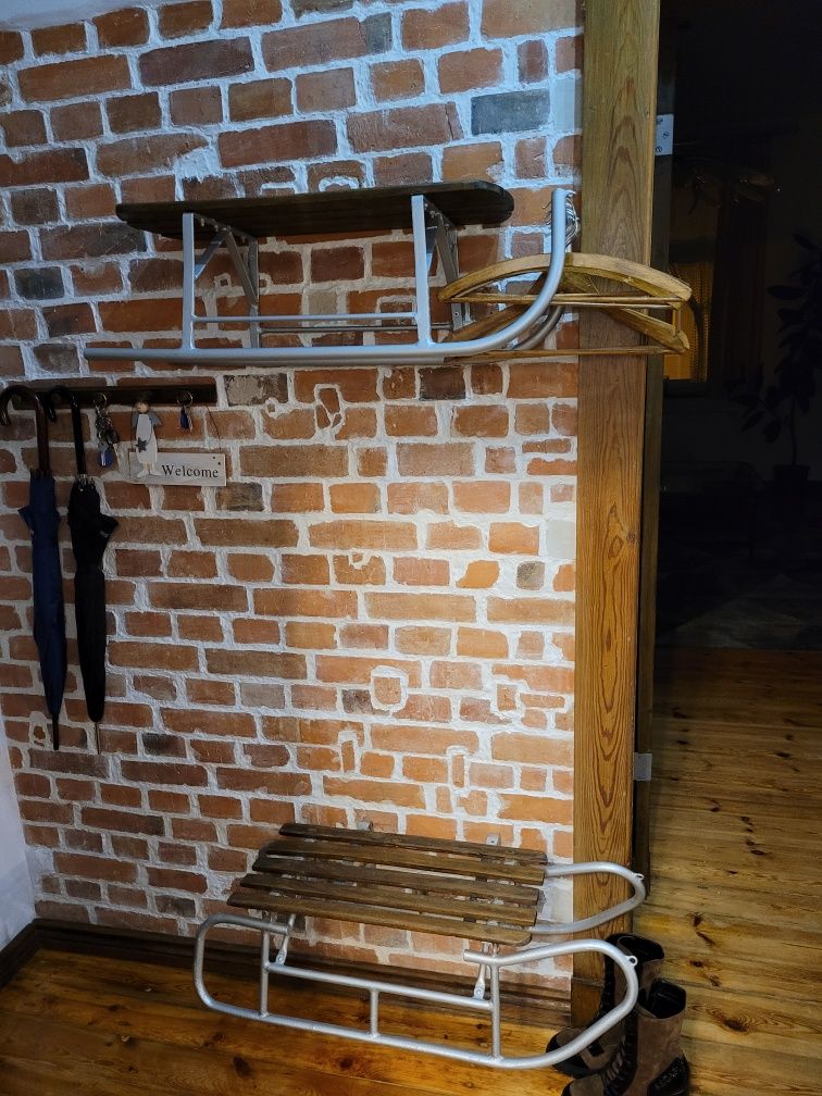 Sanki Wieszak na ubrania półka ławeczka szafka retro rustykalna
