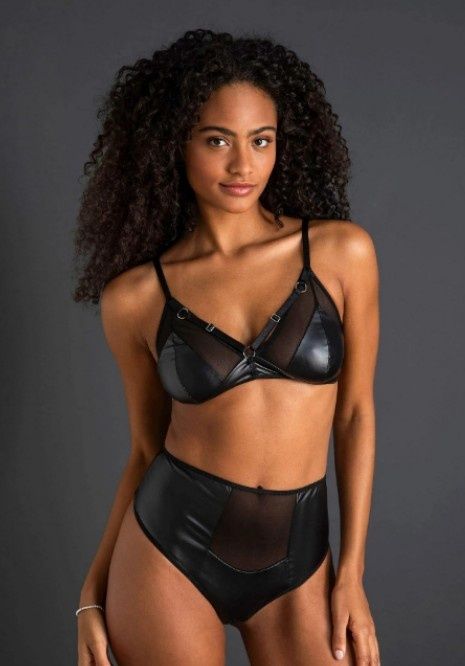 Zestaw bielizny erotycznej Venus braletka Wetlook wysokie stringi 36 S